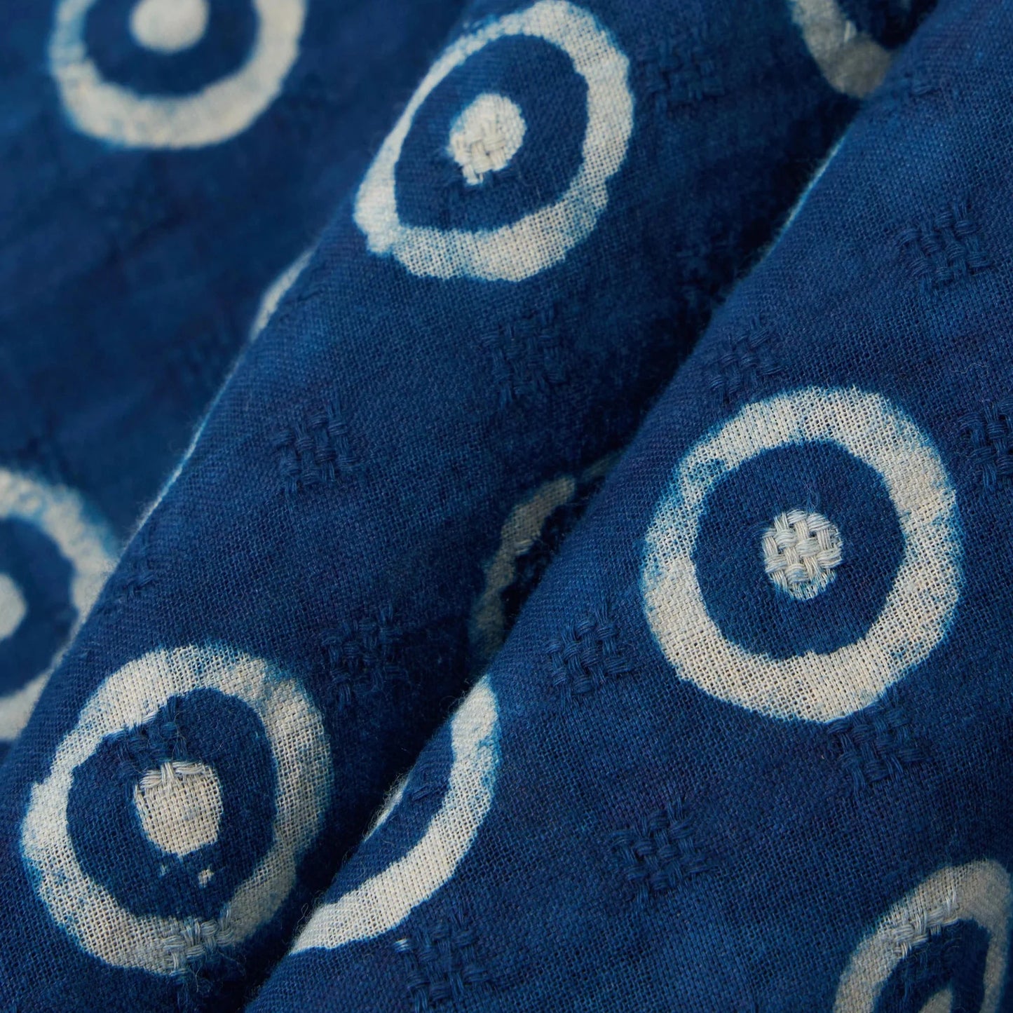 Block Print Circles Camper Shirt - Indigo