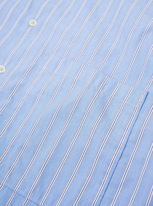 Square Pocket Shirt MC Stripe - Blue