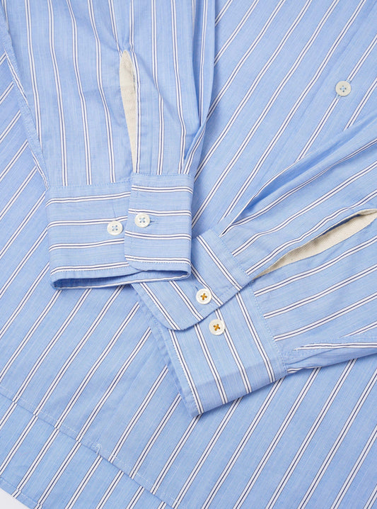 Square Pocket Shirt MC Stripe - Blue