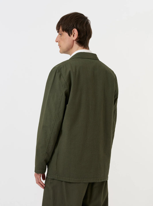 Merida Seersucker 3 Button Jacket - Olive