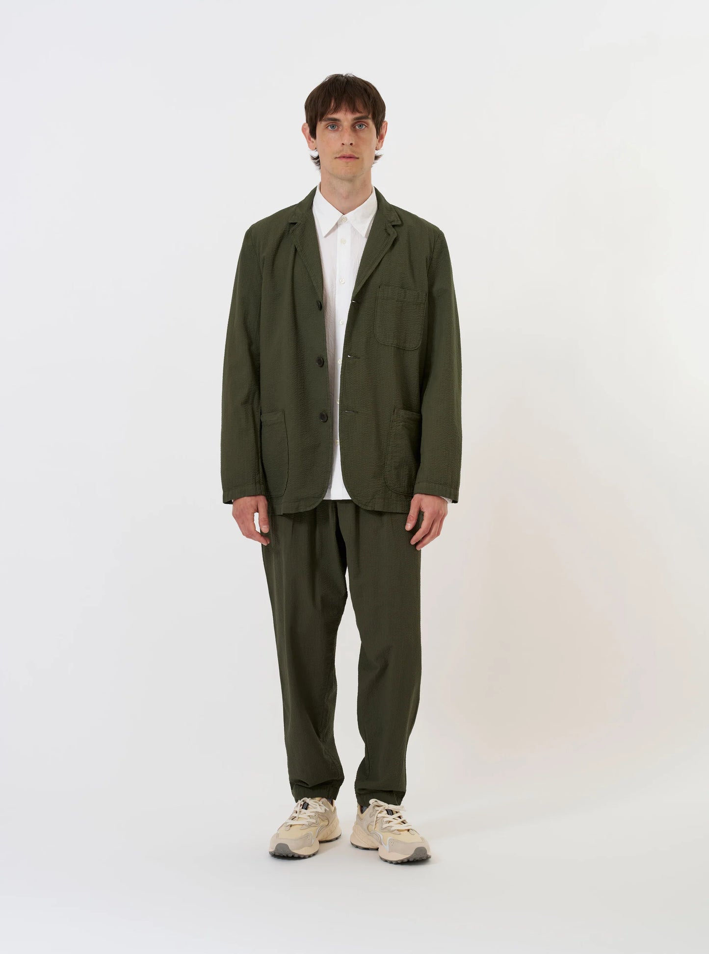 Merida Seersucker 3 Button Jacket - Olive
