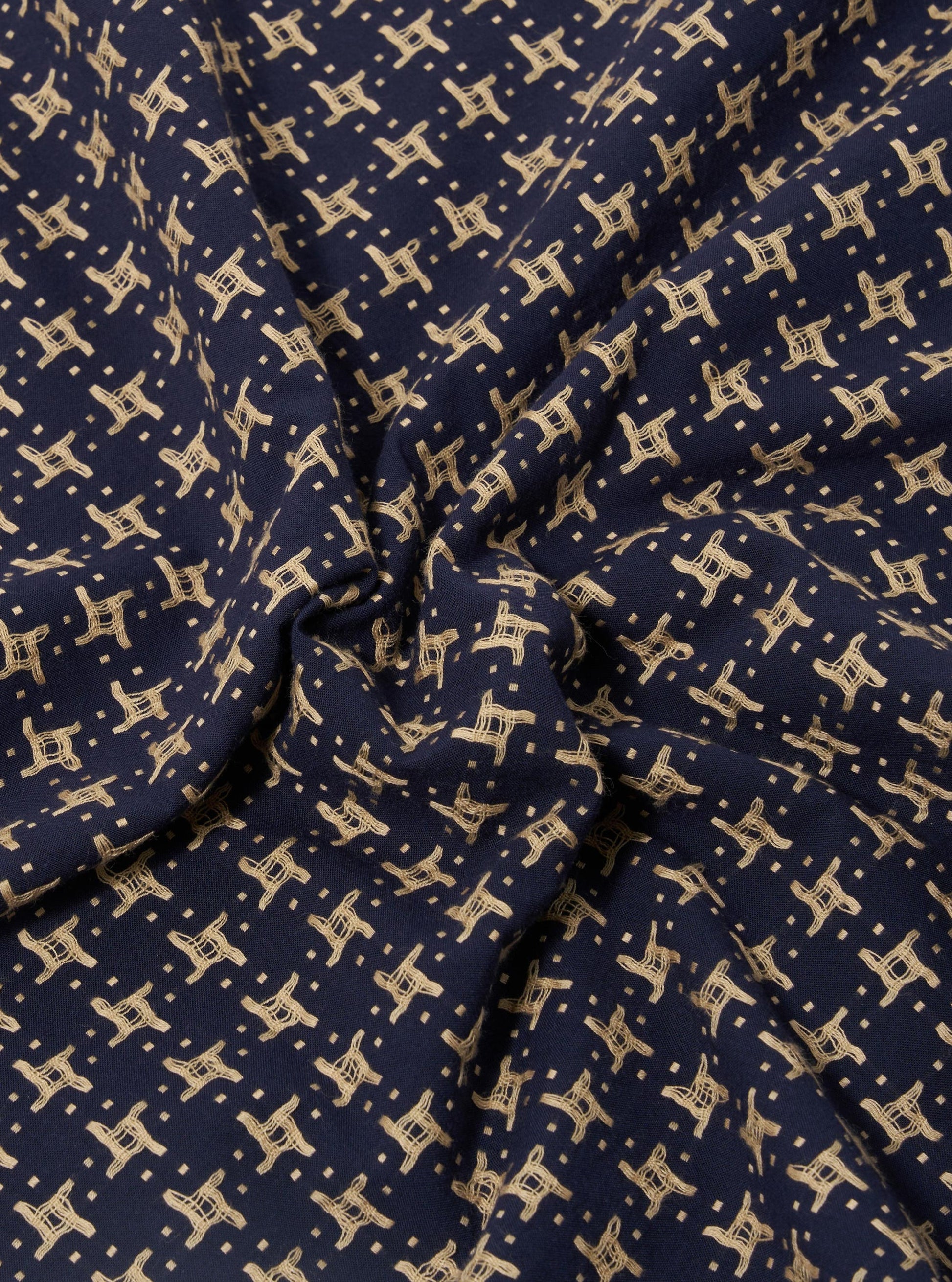 Universal Rhodes and Cotton Road Shirt - Navy/Sand