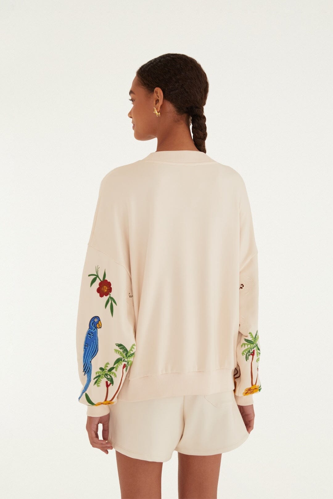 Farm Coconut Trees Come To Rio Embroidered Sweatshirt - Off-White