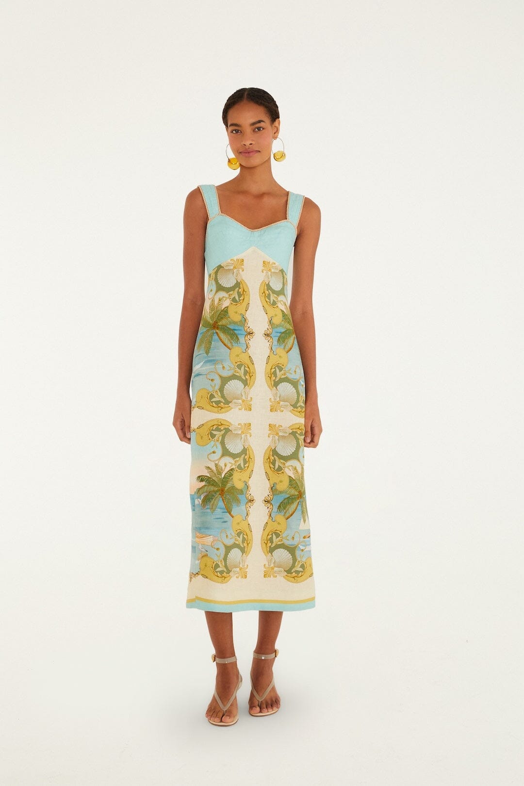 Farm Premium Linen Maxi Dress - Multicolor Royal Sea Euroflax