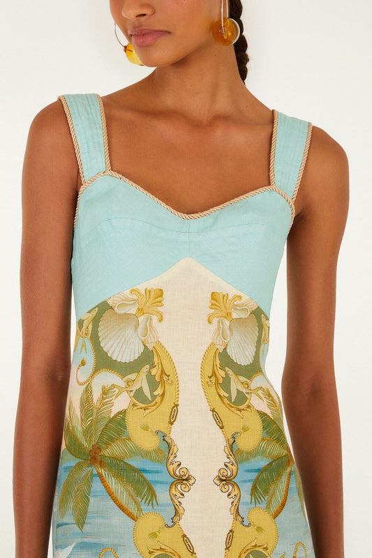 Premium Linen Maxi Dress - Multicolor Royal Sea Euroflax