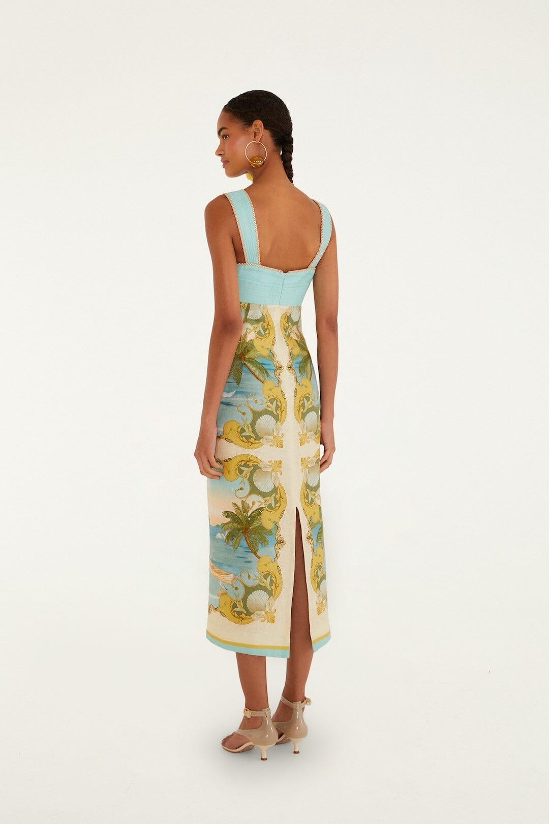 Farm Premium Linen Maxi Dress - Multicolor Royal Sea Euroflax