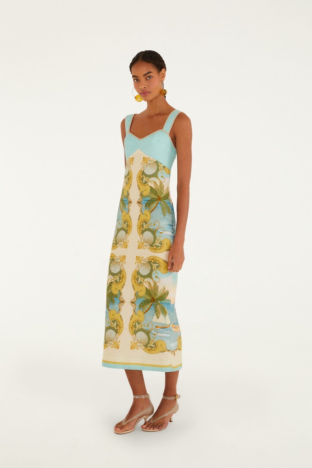 Farm Premium Linen Maxi Dress - Multicolor Royal Sea Euroflax