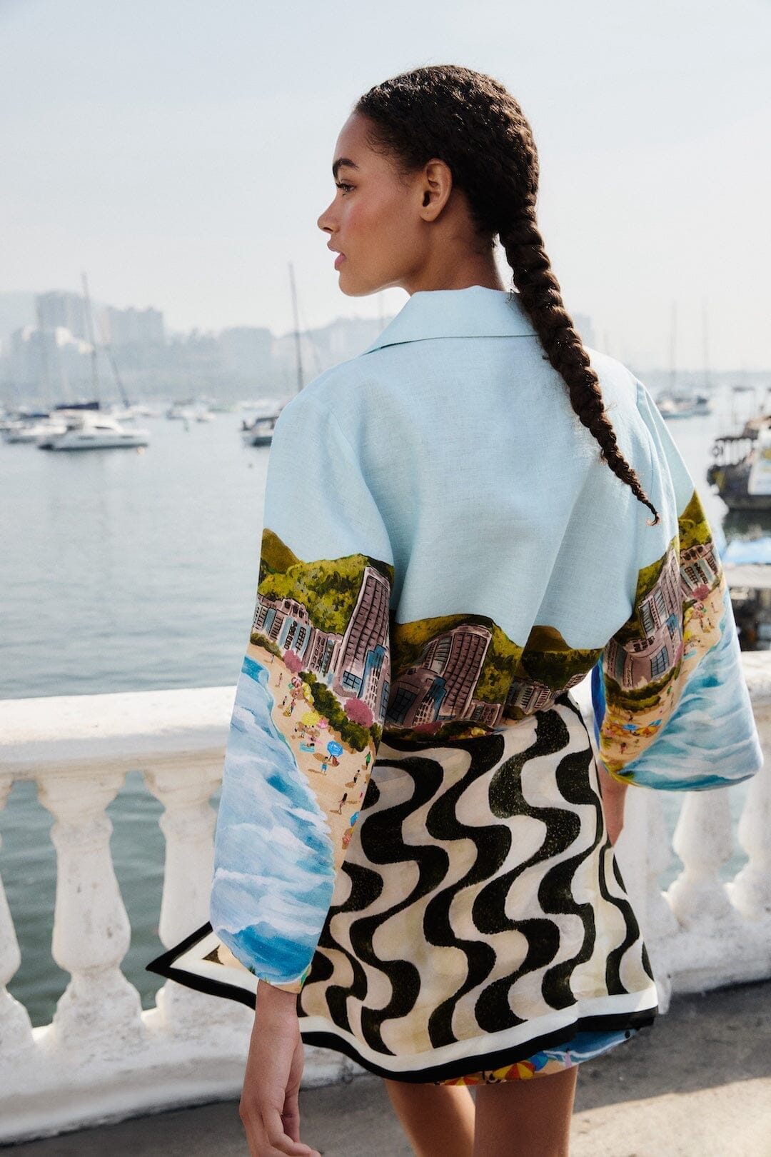 Farm Premium Linen Long Sleeve Kimono - Multicolor Copacabana Beach Euroflax