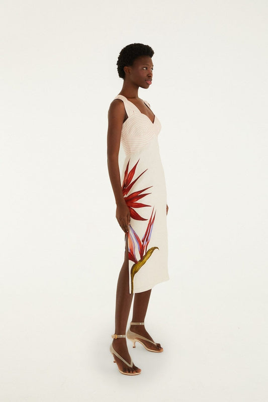 Strelitzia Linen Midi Dress - Sand
