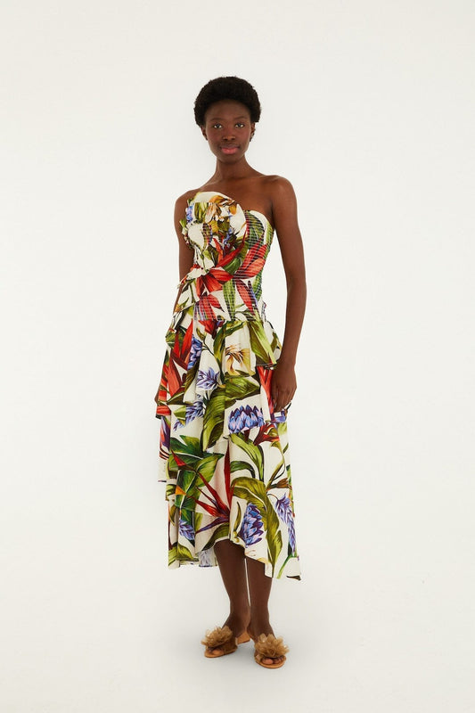 Strapless Maxi Dress - Sand Florart