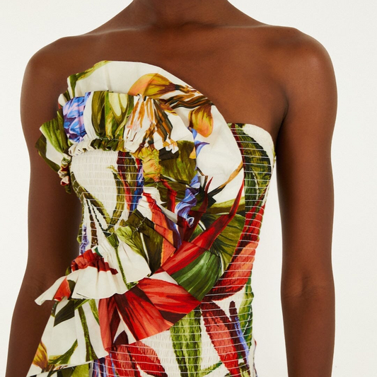 Strapless Maxi Dress - Sand Florart