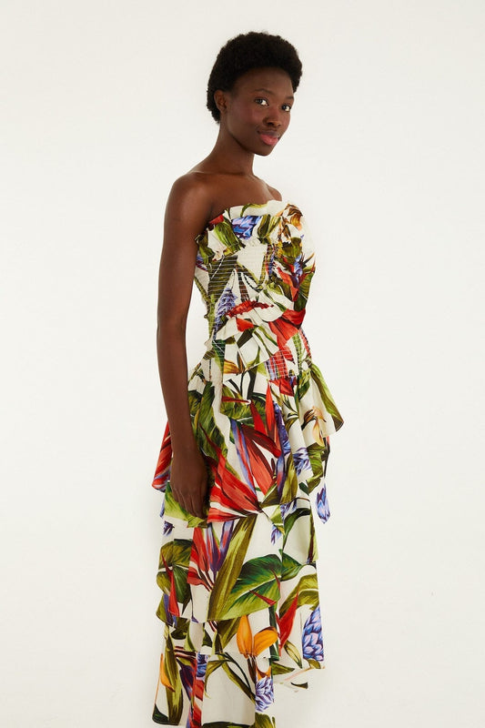 Strapless Maxi Dress - Sand Florart