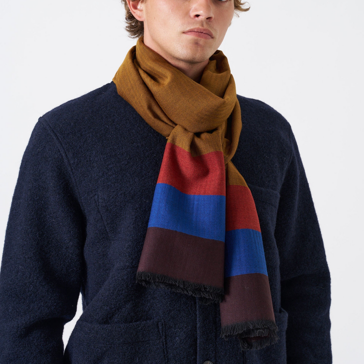 Reversible Wool Himalayan Scarf - Brown