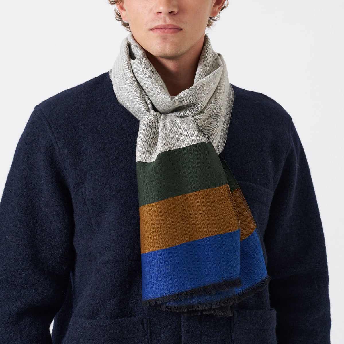 Universal Reversible Wool Himalayan Scarf - Grey