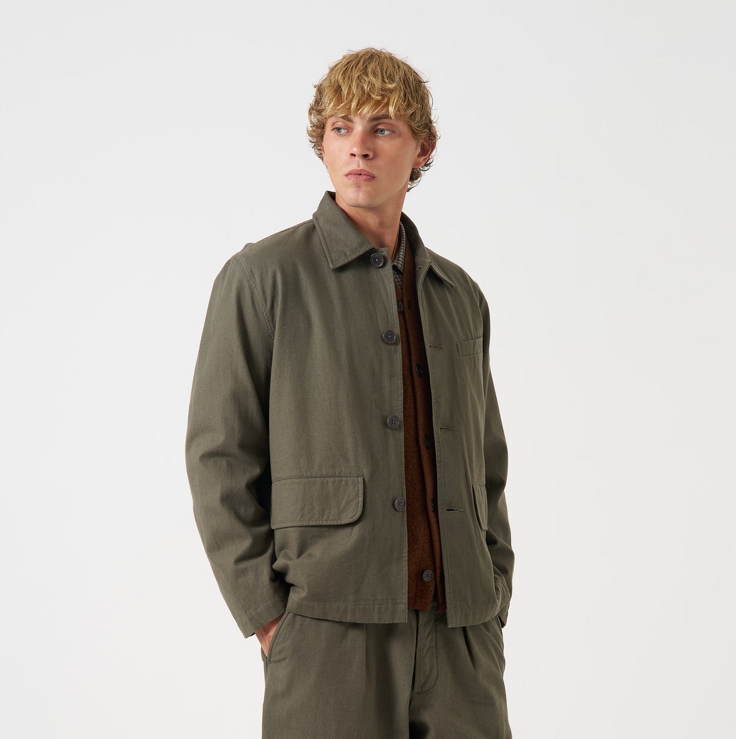 Brushed Moleskin Franck Jacket - Olive