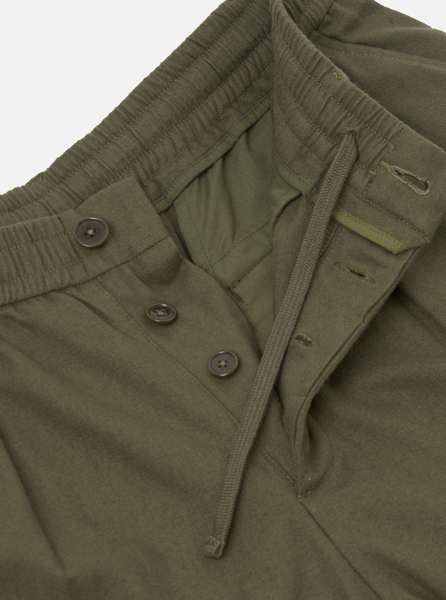 Brushed Moleskin Pleated Track Pant - Olive