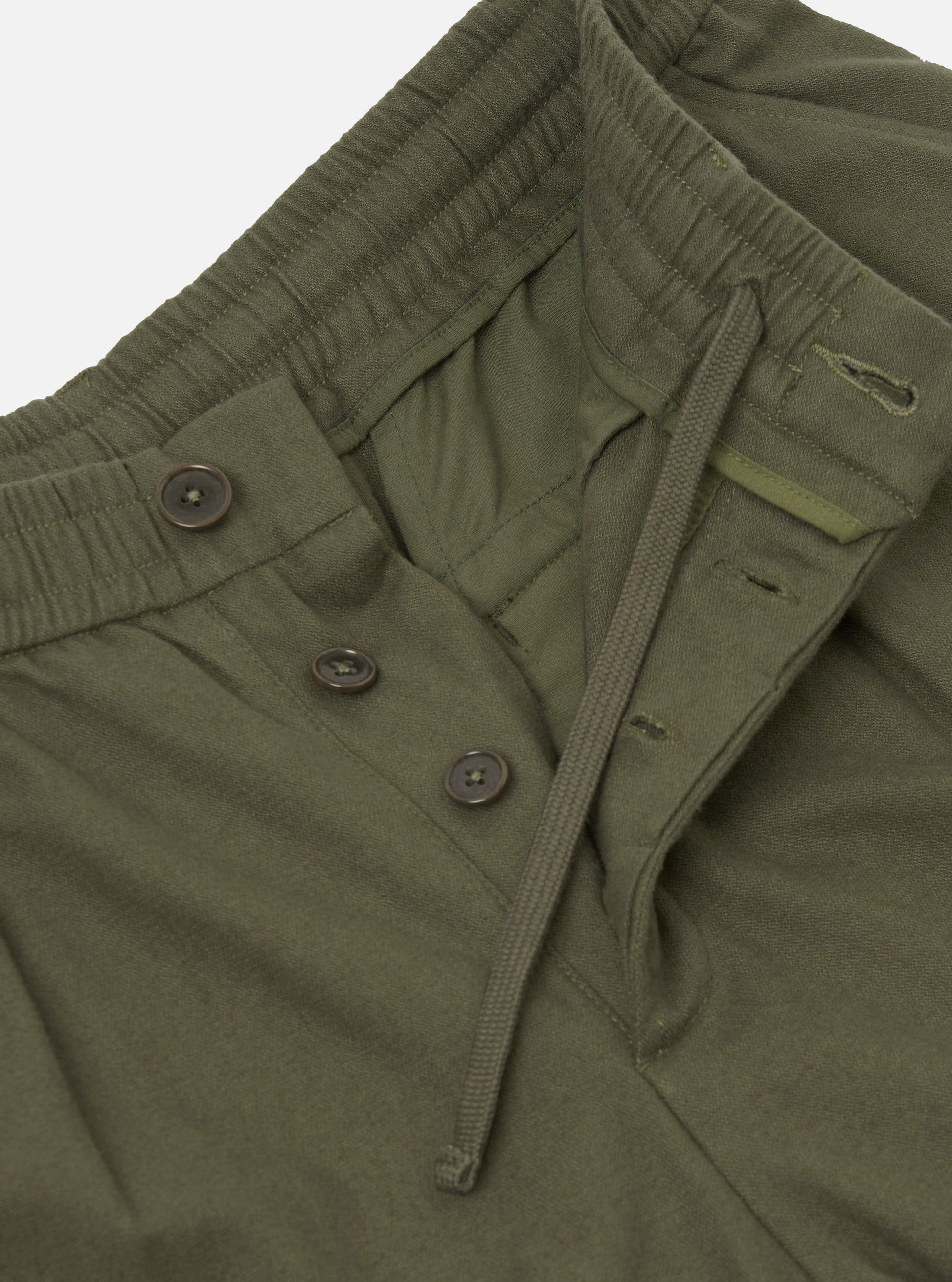 Universal Brushed Moleskin Pleated Track Pant - Olive