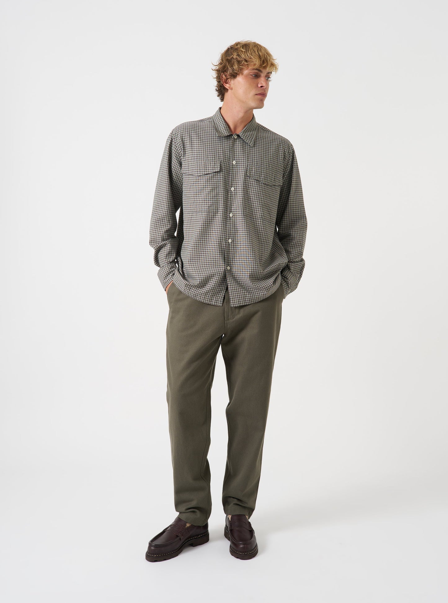 Brushed Moleskin Military Chino - Olive