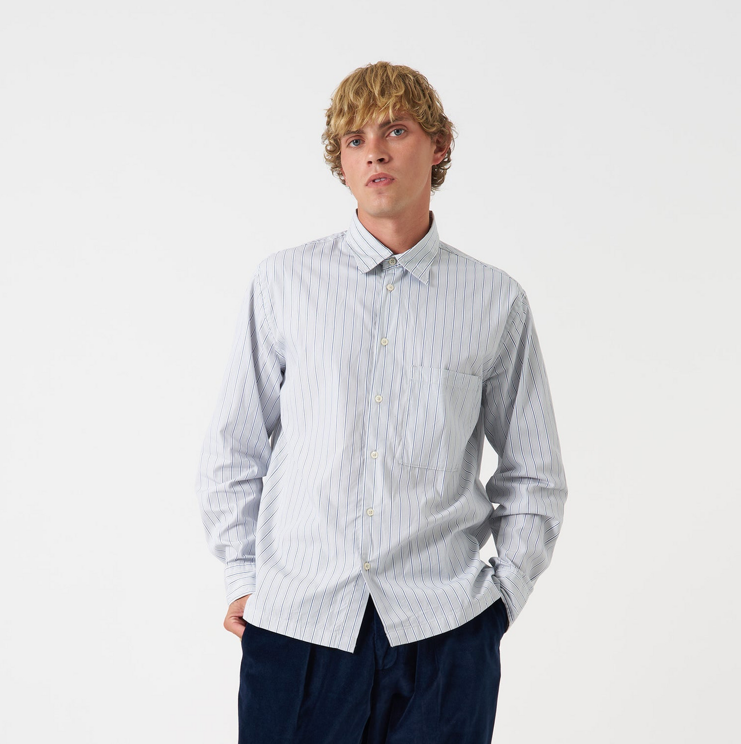Refab Compact Cotton Lucky Shirt - Grey Stripe