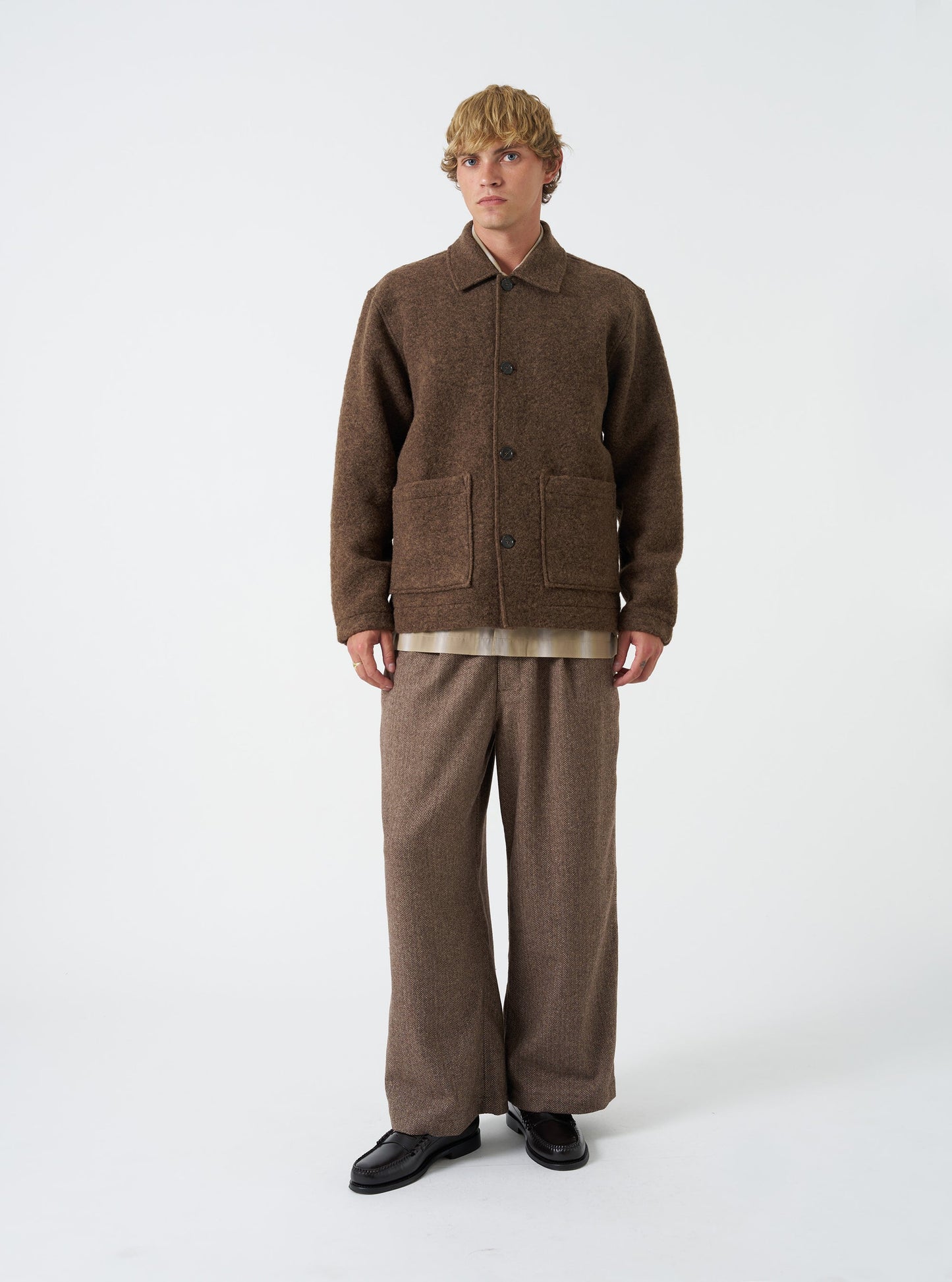 Wool Herringbone Gillespie Pant - Brown