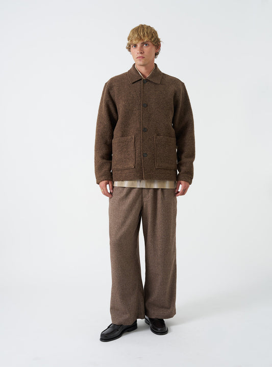 Wool Herringbone Gillespie Pant - Brown