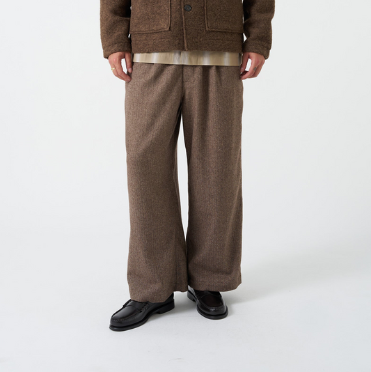 Wool Herringbone Gillespie Pant - Brown