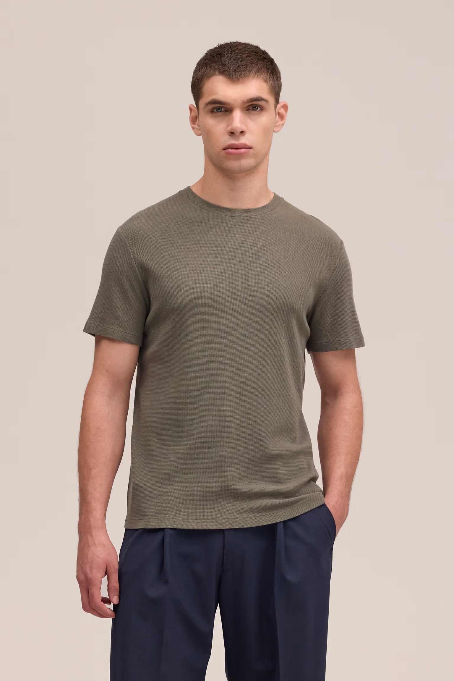 NN07 Clive - Waffle Knit Tee - Capers