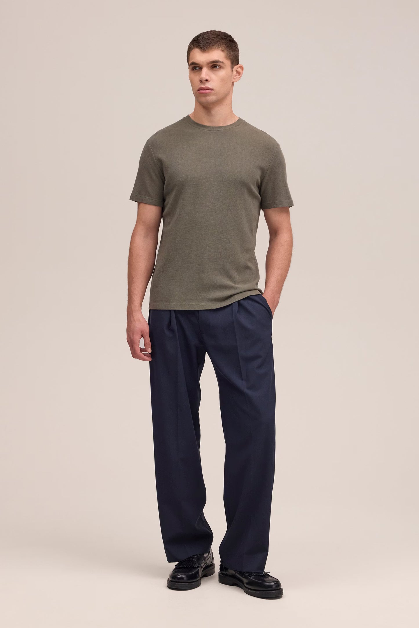 Clive - Waffle Knit Tee - Capers