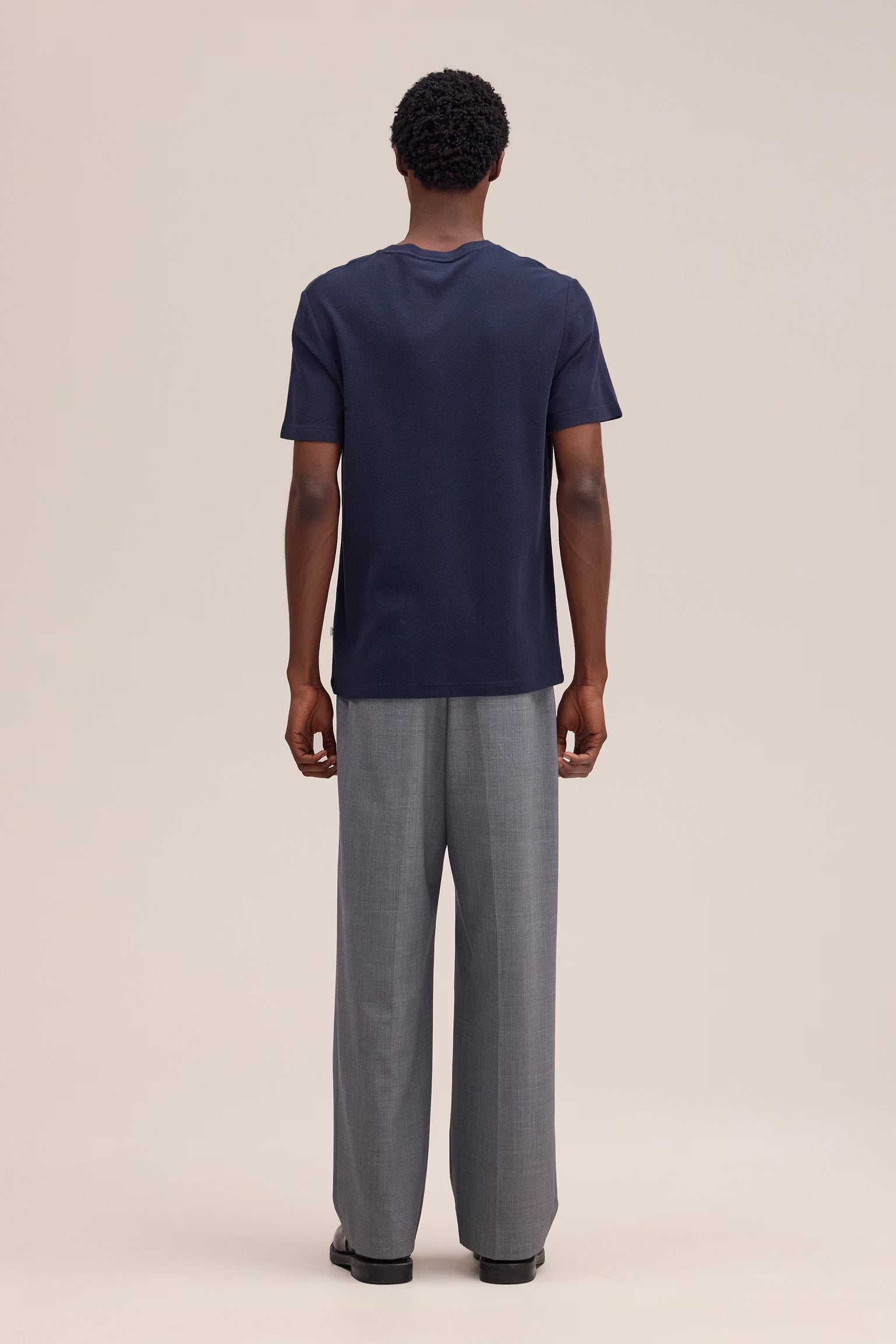NN07 Clive - Waffle Knit Tee - Navy Blue