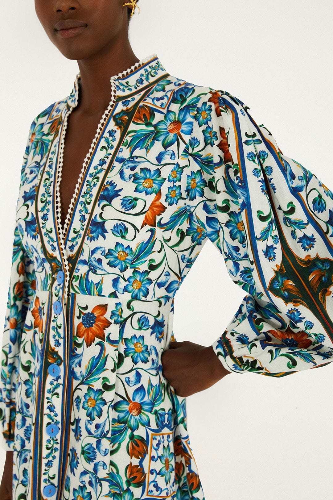 Flora Tile Maxi Dress - Off-White