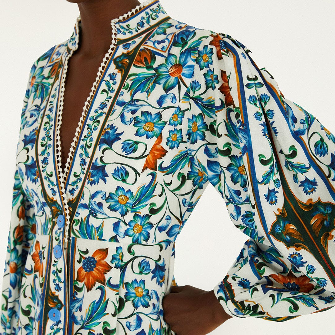 Flora Tile Maxi Dress - Off-White