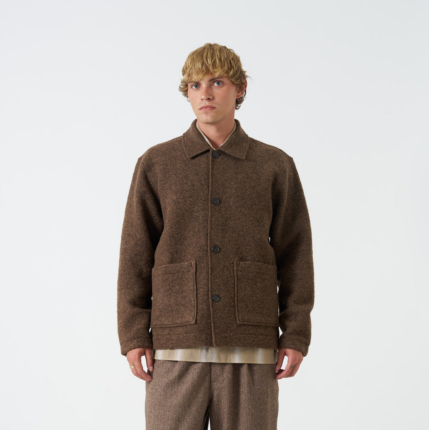 Wool Fleece Rams Jacket - Brown Marl