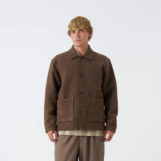 Wool Fleece Rams Jacket - Brown Marl