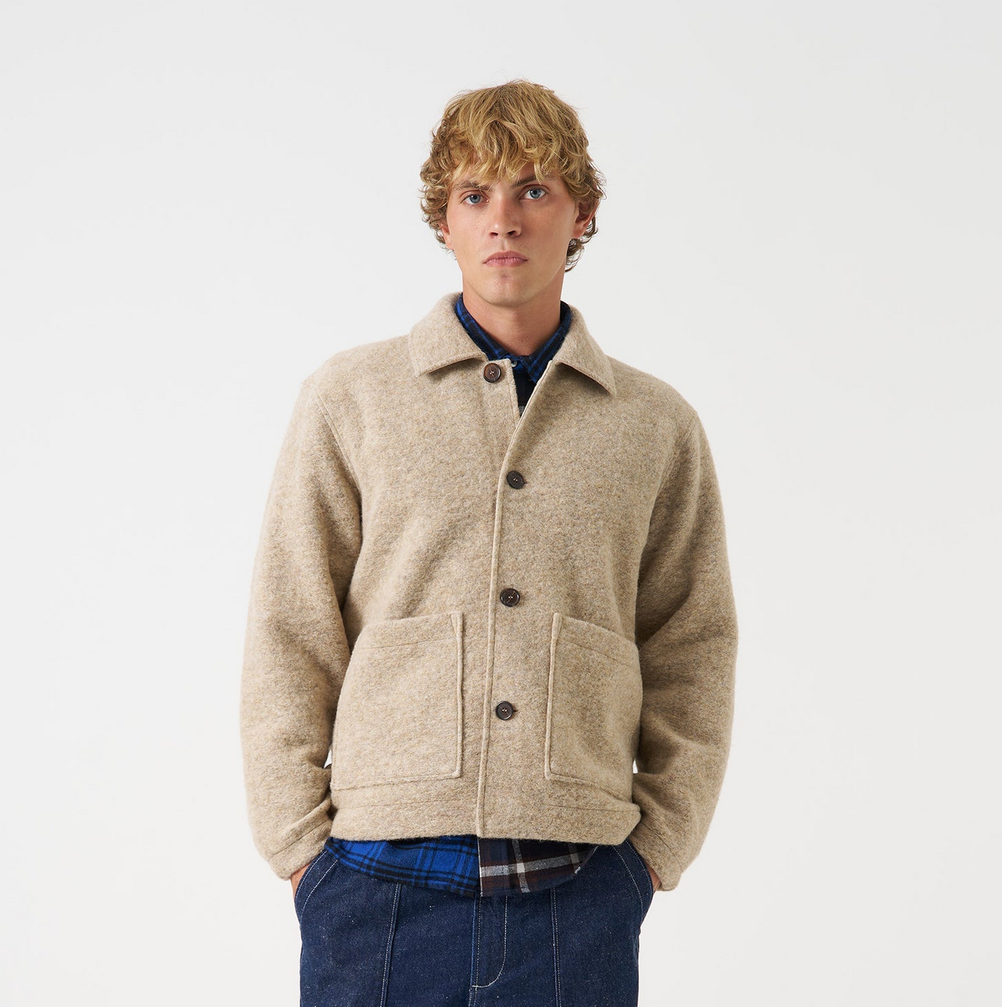 Wool Fleece Rams Jacket - Fawn