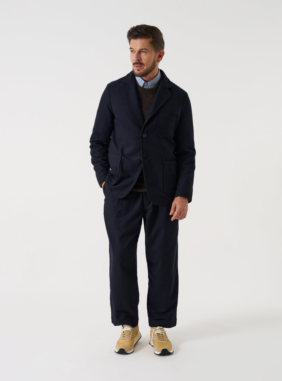 Universal Dublin Wool Mix Oxford Pant - Dark Navy