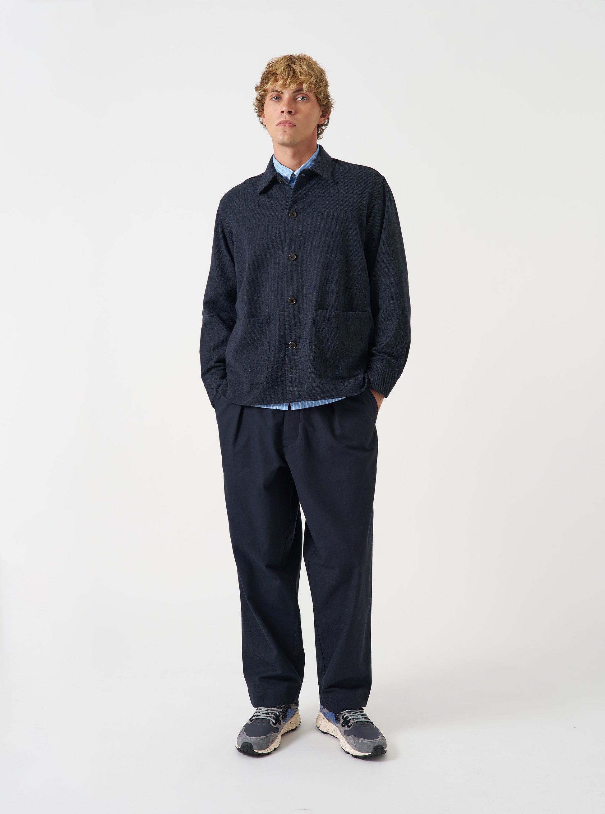 Universal Airline Flannel Travail Overshirt - Navy