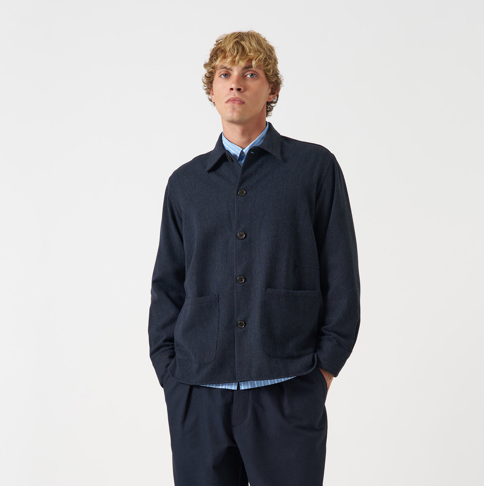 Universal Airline Flannel Travail Overshirt - Navy