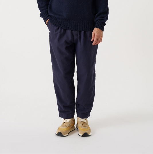 Comfort Moleskin Pleated Track Pant - Navy