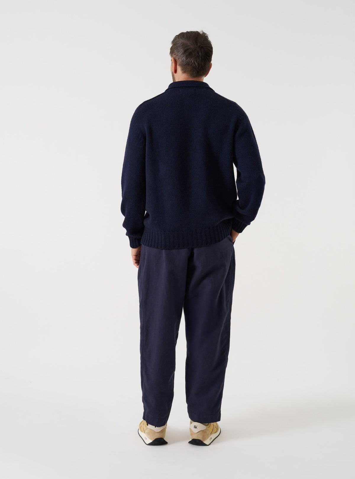 Comfort Moleskin Pleated Track Pant - Navy
