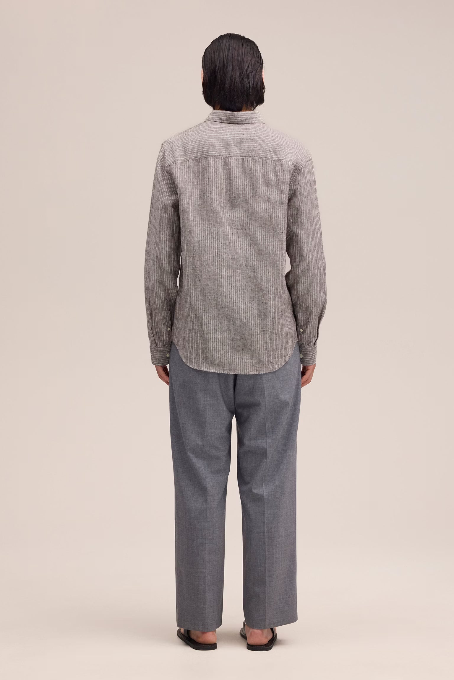 NN07 Enzo Classic Collar Linen Shirt - Clay Stripe
