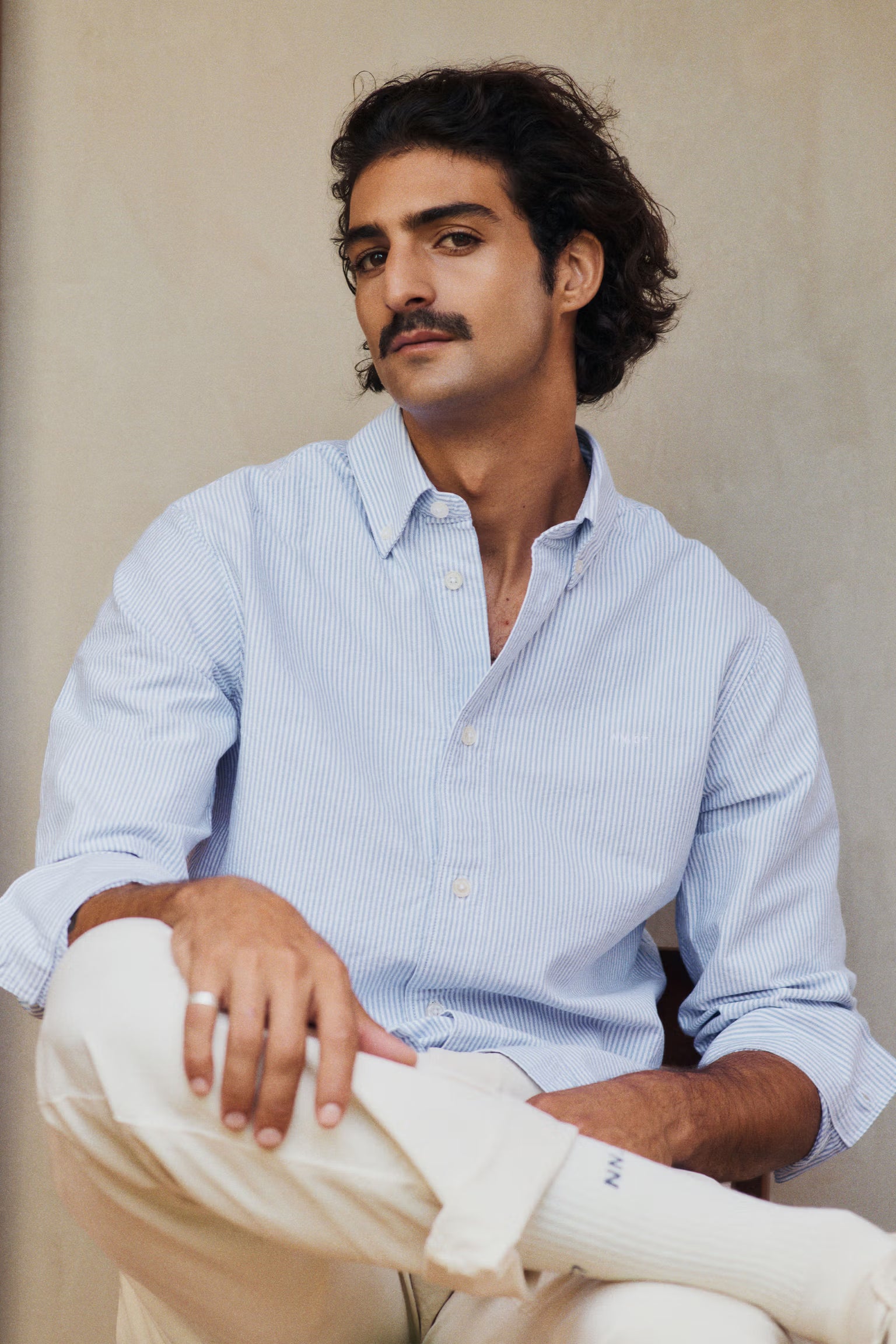 NN07 Colby Logo Regular Fit Oxford Shirt - Blue Stripe