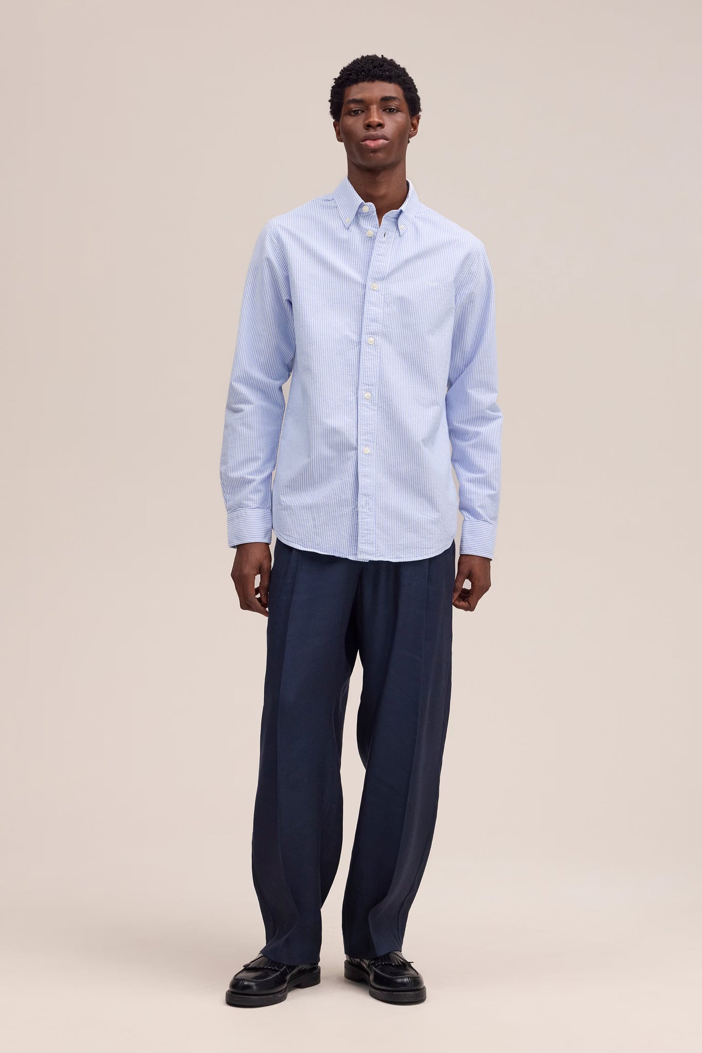 Colby Logo Regular Fit Oxford Shirt - Blue Stripe