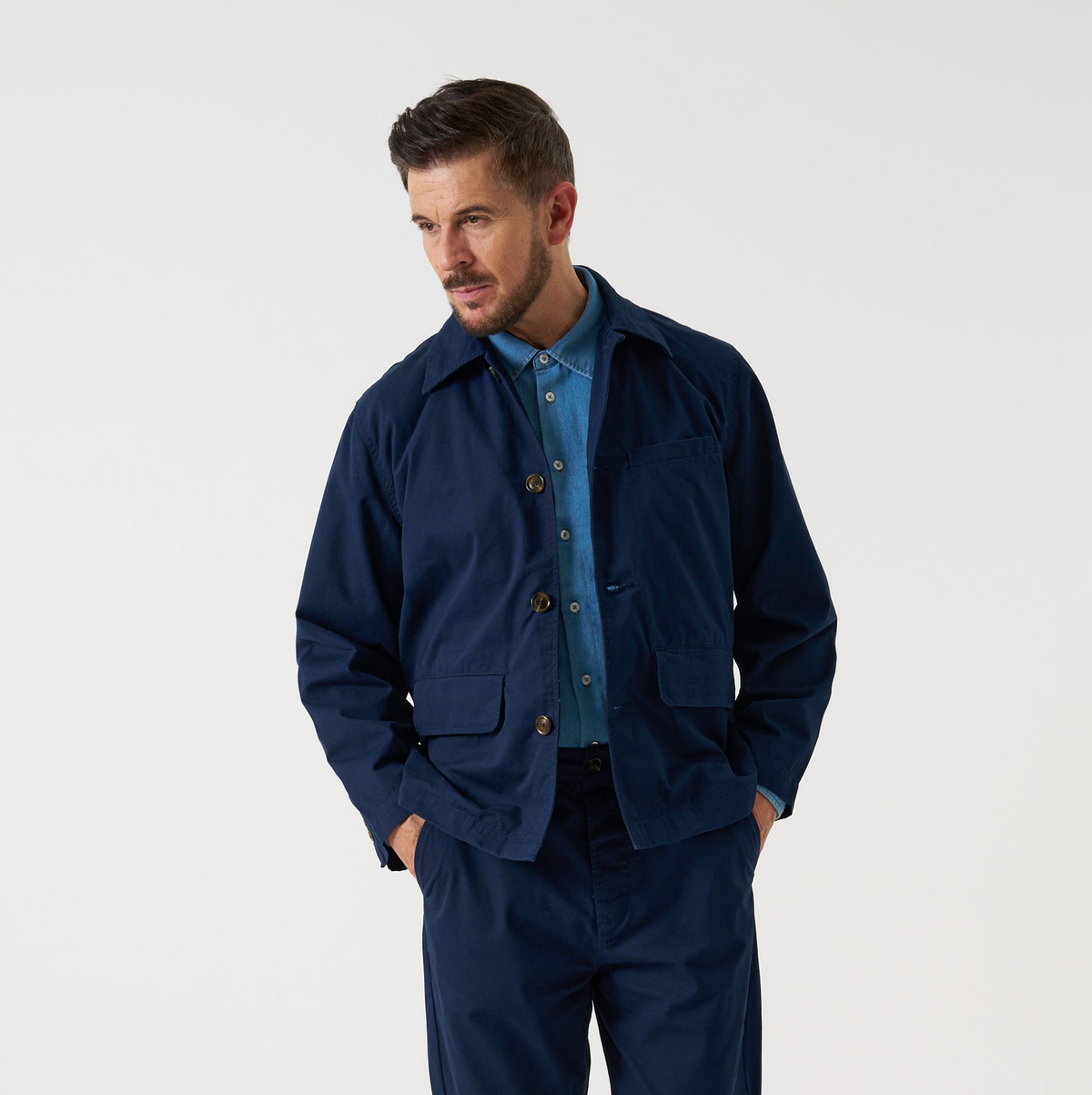 Micro Canvas Warmus Jacket - Navy