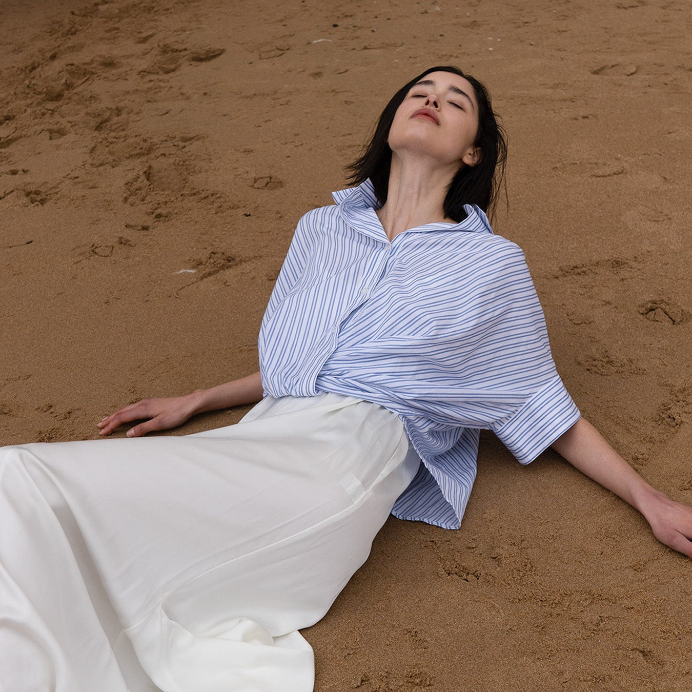 Twisted Hem Short Sleeve Shirt - Stripe