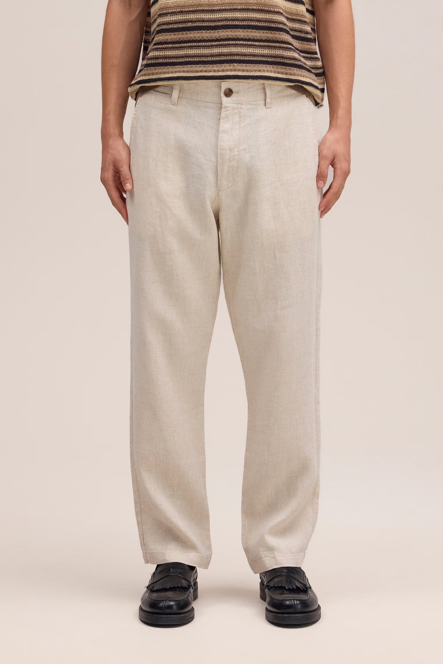 Aden Trouser Straight Leg Linen Regular Fit - Oat