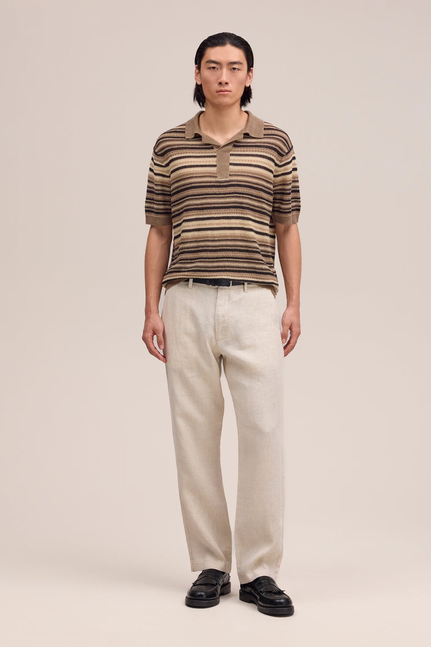 Aden Trouser Straight Leg Linen Regular Fit - Oat