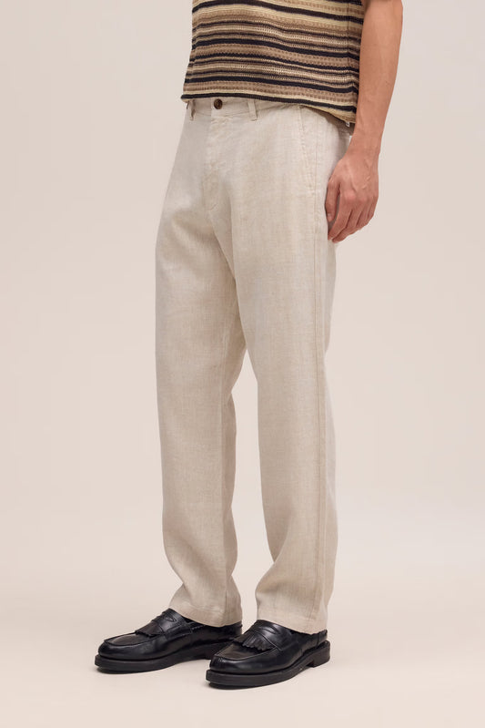 Aden Trouser Straight Leg Linen Regular Fit - Oat