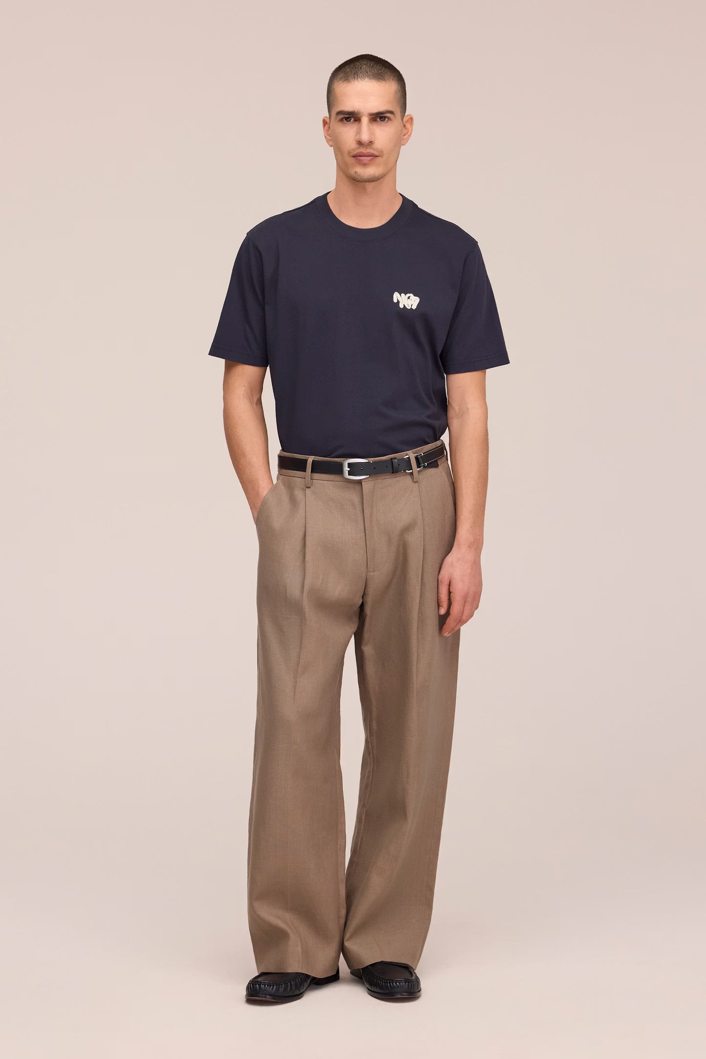 Adam Embroidery Pima Cotton T-Shirt - Deep Navy