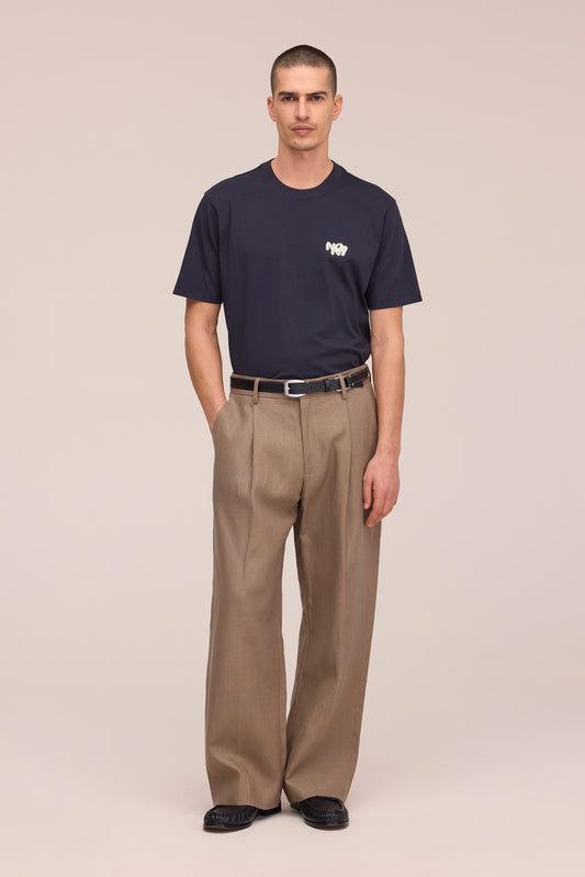 Adam Embroidery Pima Cotton T-Shirt - Deep Navy