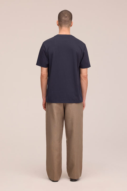 Adam Embroidery Pima Cotton T-Shirt - Deep Navy